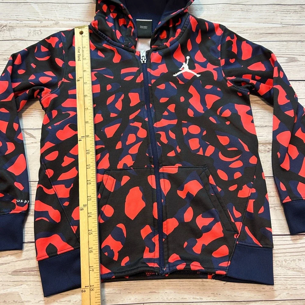 Nike Air Jordan Therma-Fit Zipper Hoodie Red Blue Black Jacket‎ Kids Med 5-6yr